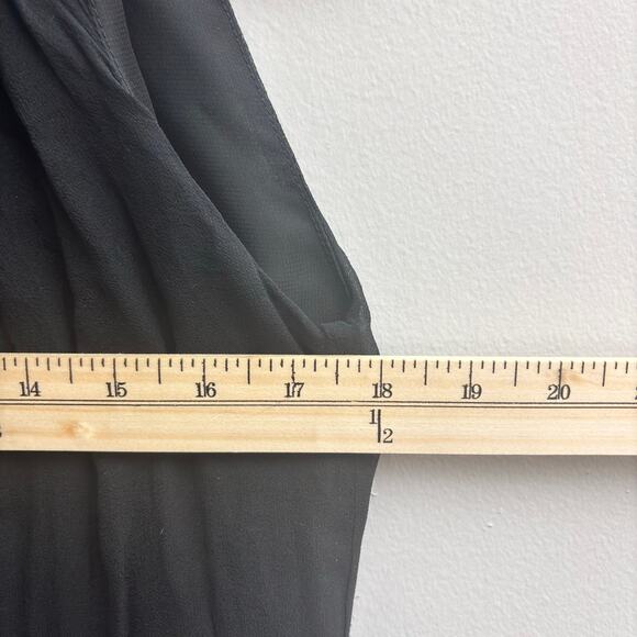 100% Silk Asymmetrical Sheer Black Ruffle Sleeveless Whimsigoth Tunic Top XS - Picture 7 of 8